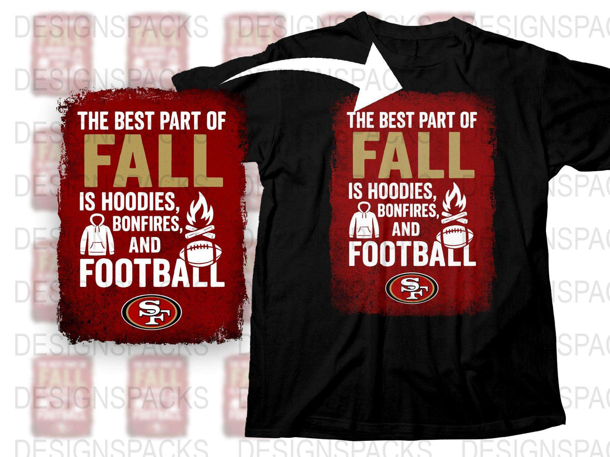 Fall Season Hoodie and T-Shirt Set, Bonfires and Football Graphic Tee, Sports Apparel