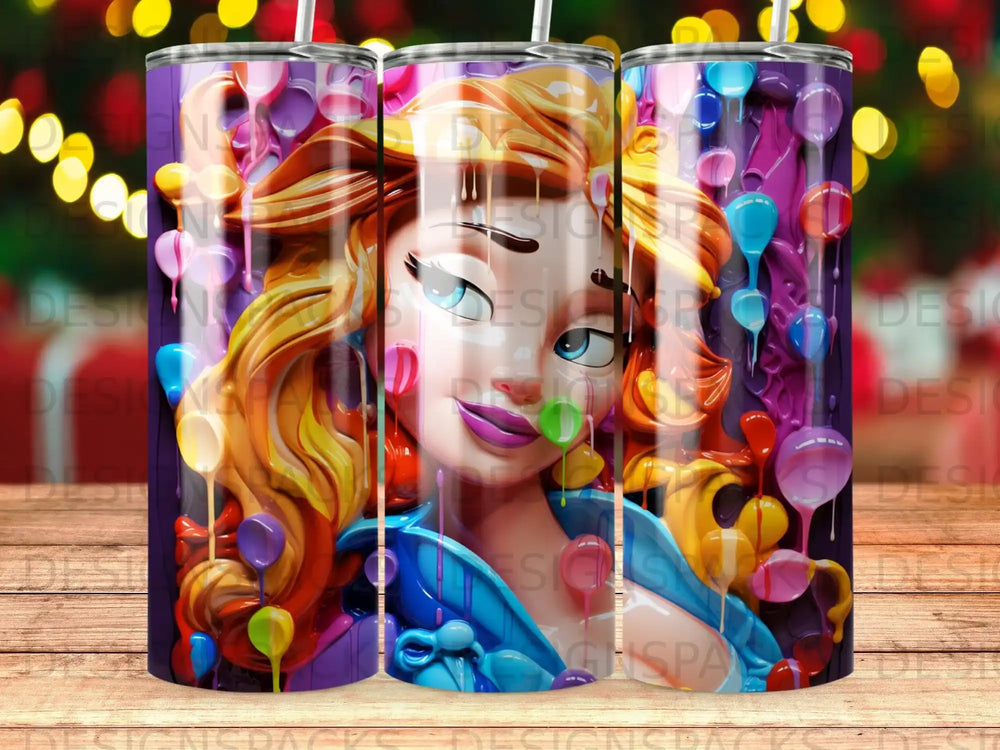 Illustration of a cartoon woman with colorful balloons surrounding her.
