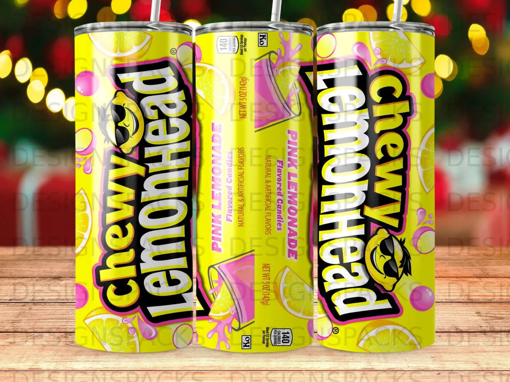 Three Chewy LemonHead Pink Lemonade candy packages with nutritional information.