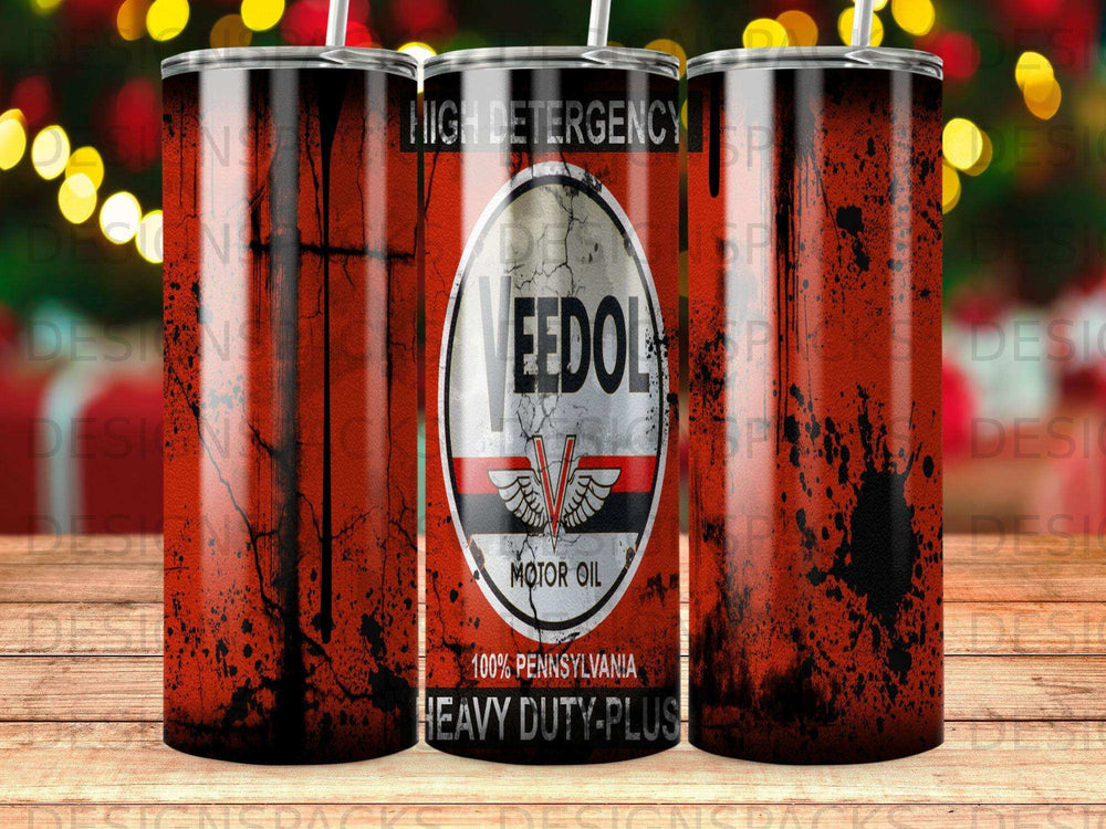 Veedol Motor Oil can with "HIGH DETERGENCY", "100% PENNSYLVANIA", and "HEAVY DUTY-PLUS".