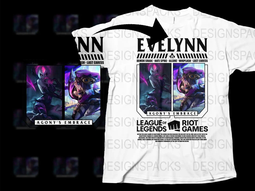 League of Legends Evelynn T-Shirt, Agony's Embrace Graphic Tee, Riot Games Merchandise, Gaming Apparel for Fans