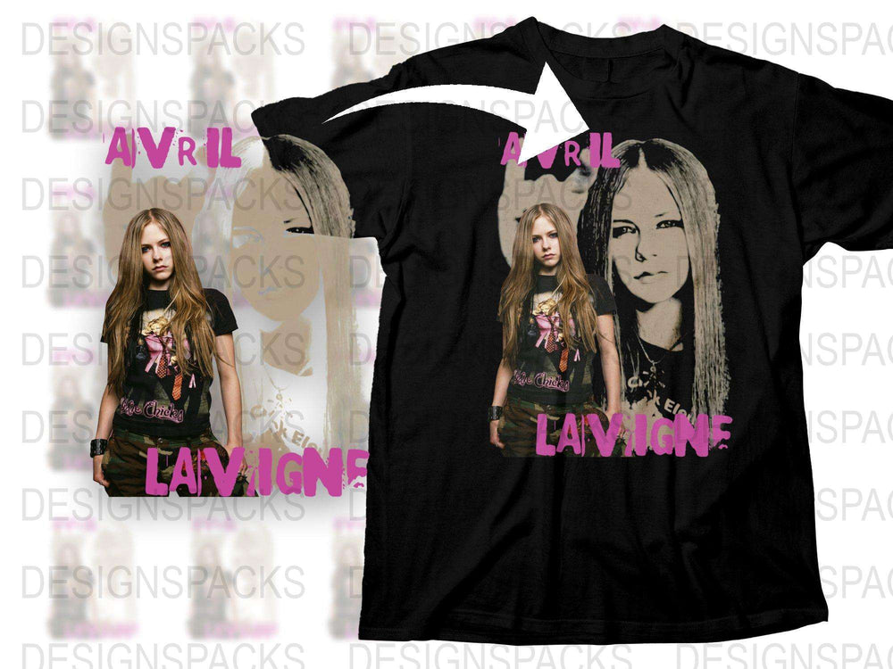 Women's Black Graphic T-Shirt, Avril Inspired Pop Rock Music Tee, Vintage Style Band Shirt, Casual Fashion Top, Gift for Music Lovers