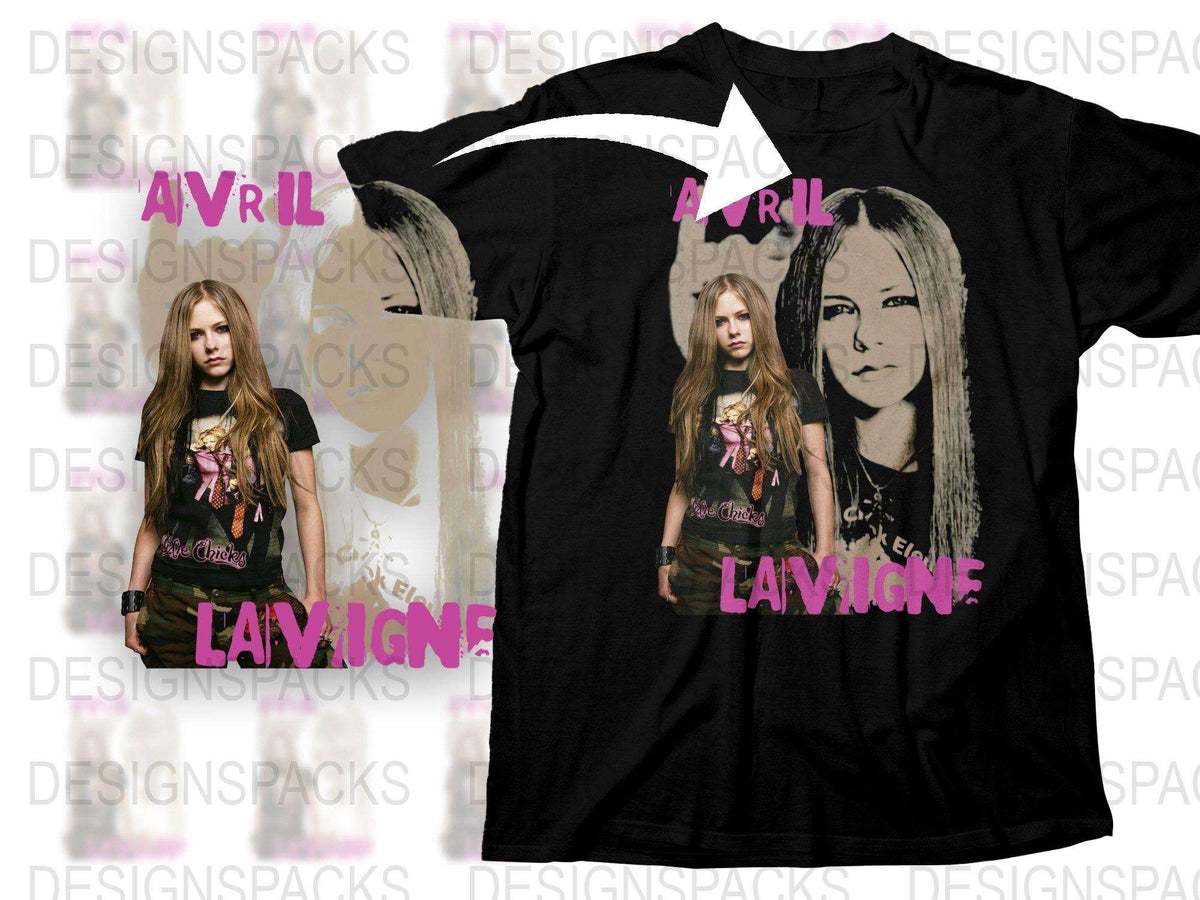 Women's Black Graphic T-Shirt, Avril Inspired Pop Rock Music Tee, Vintage Style Band Shirt, Casual Fashion Top, Gift for Music Lovers