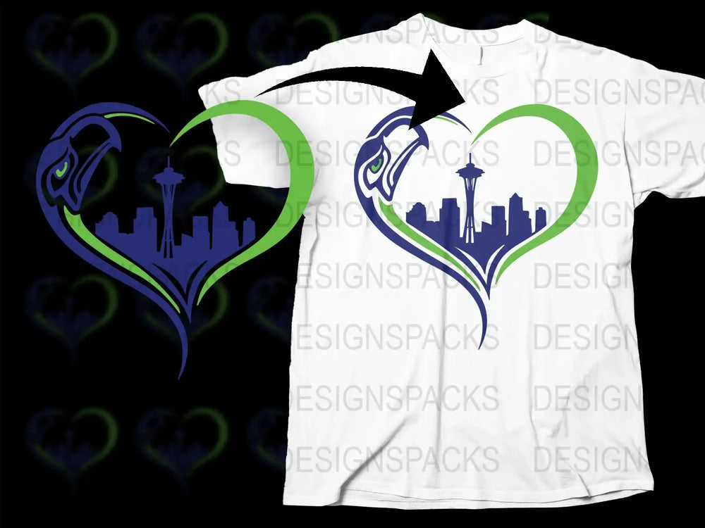 Seattle Skyline Heart T-Shirt, Unisex Graphic Tee, Urban City Love Design, Casual Wear