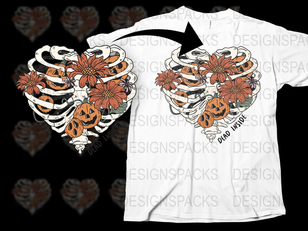 Halloween Heart T-Shirt, Floral Pumpkin Graphic Tee, Autumn Fall Fashion, Unique October Apparel