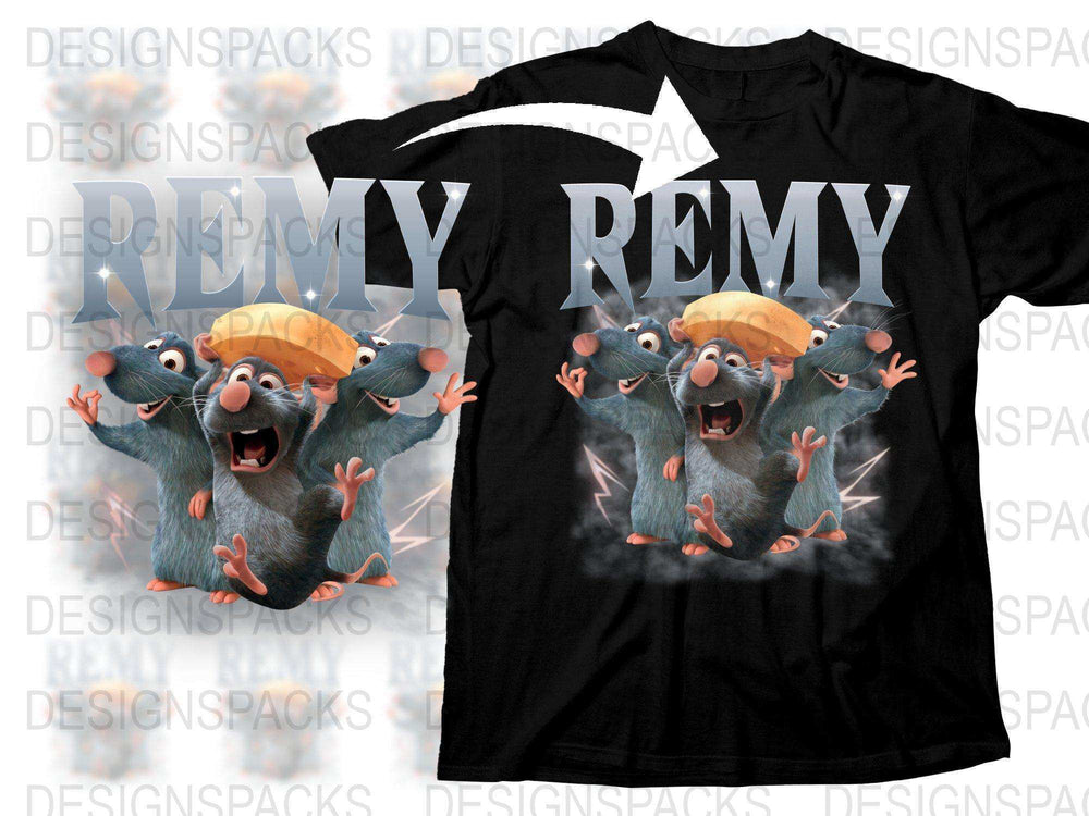Remy Ratatouille Graphic T-Shirt, Pixar Animated Movie Fan Tee, Cute Rat Print, Casual Wear, Unisex Clothing