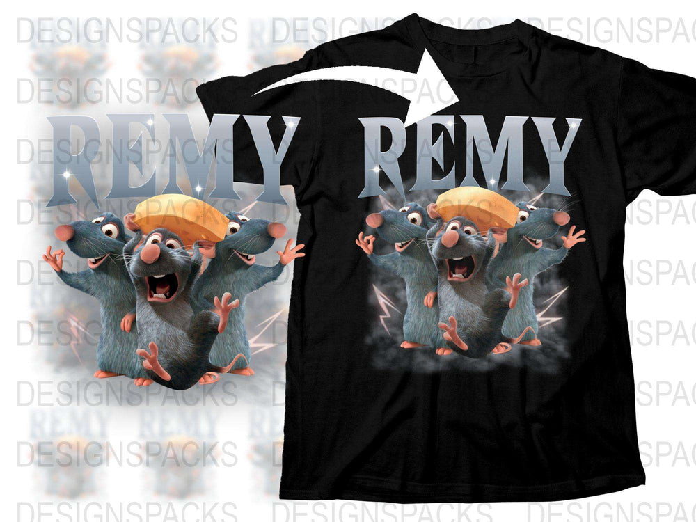 Remy Ratatouille Graphic T-Shirt, Pixar Animated Movie Fan Tee, Cute Rat Print, Casual Wear, Unisex Clothing