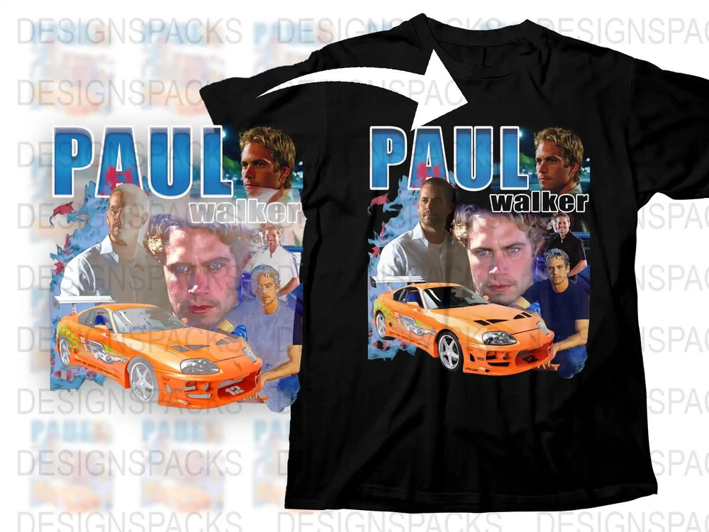 Paul Walker Tribute T-Shirt, Custom Graphic Tee, Movie Star Fan Apparel, Collectible Memorabilia