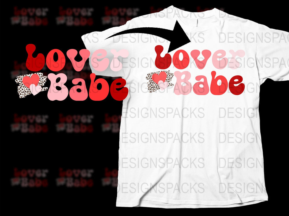 Love Babe Heart Pattern White T-Shirt, Trendy Valentine's Day Gift, Casual Romantic Apparel