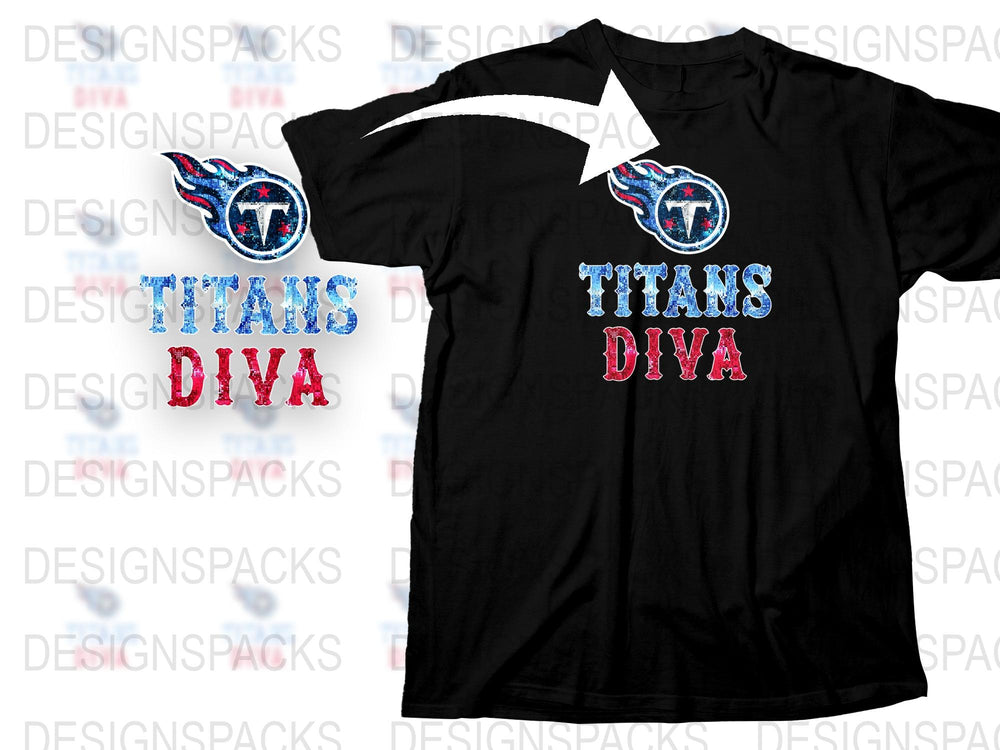 Titans Diva T-Shirt, Black Graphic Tee, Sports Fan Apparel, Women's Football Shirt, Casual Wear