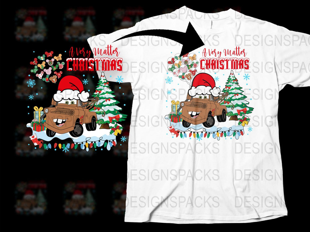 Festive Christmas T-Shirt with Cartoon Truck and Trees, Holiday Apparel for All Ages, Colorful Graphic Tee