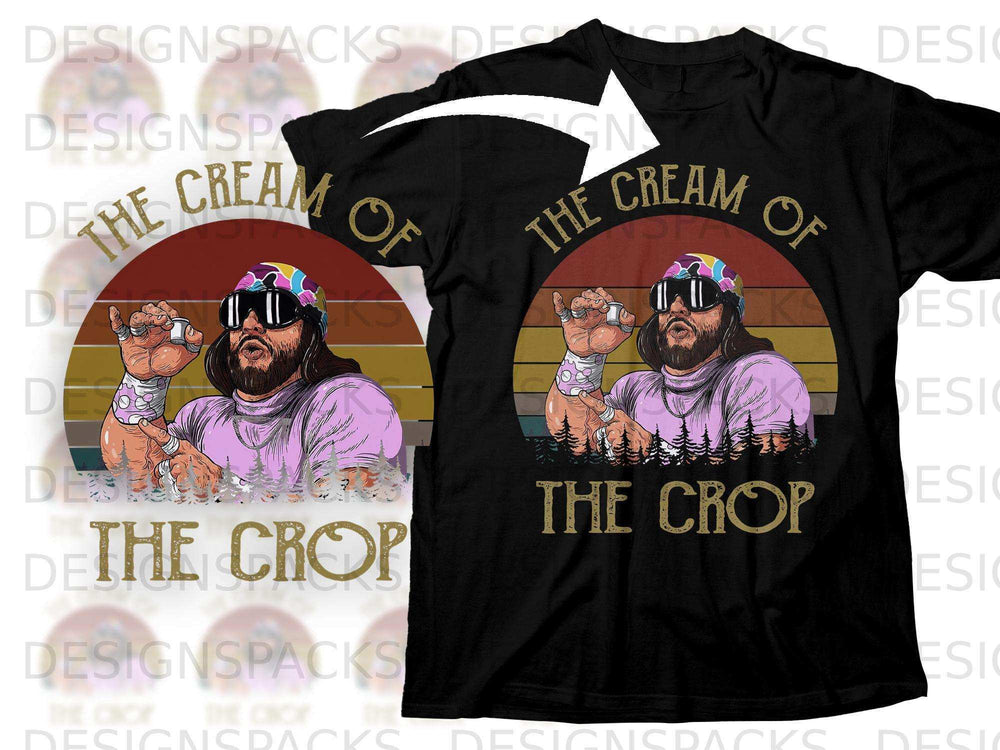 Man in purple shirt with sunglasses, text "The Cream of the Crop".