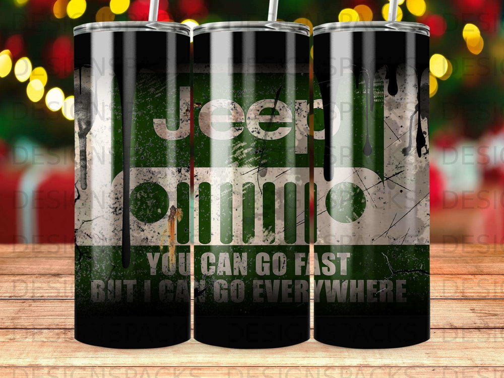 Green Jeep logo with text "You can go fast but I can go everywhere."