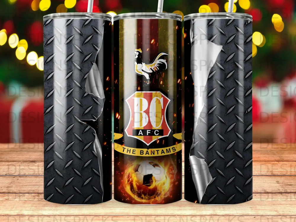 Tumbler with a diamond plate design, AFC logo, and "The Bantams" text.