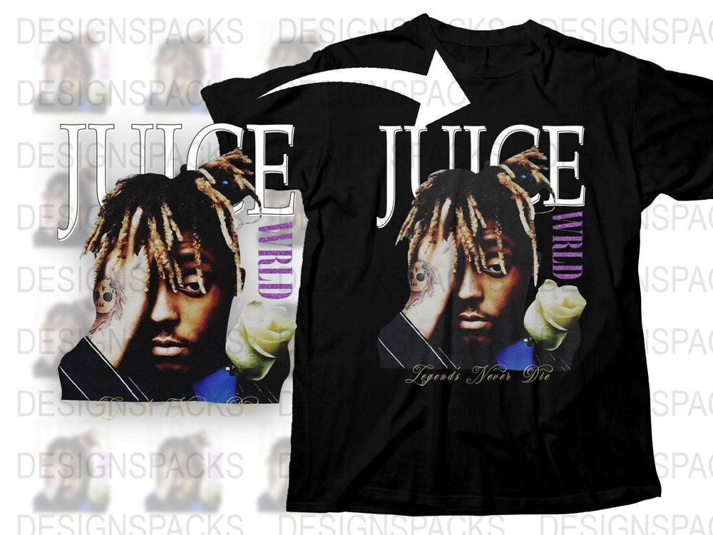 Juice Wrld Inspired Graphic T-Shirt, Hip Hop Artist Tee, Legends Never Die Design