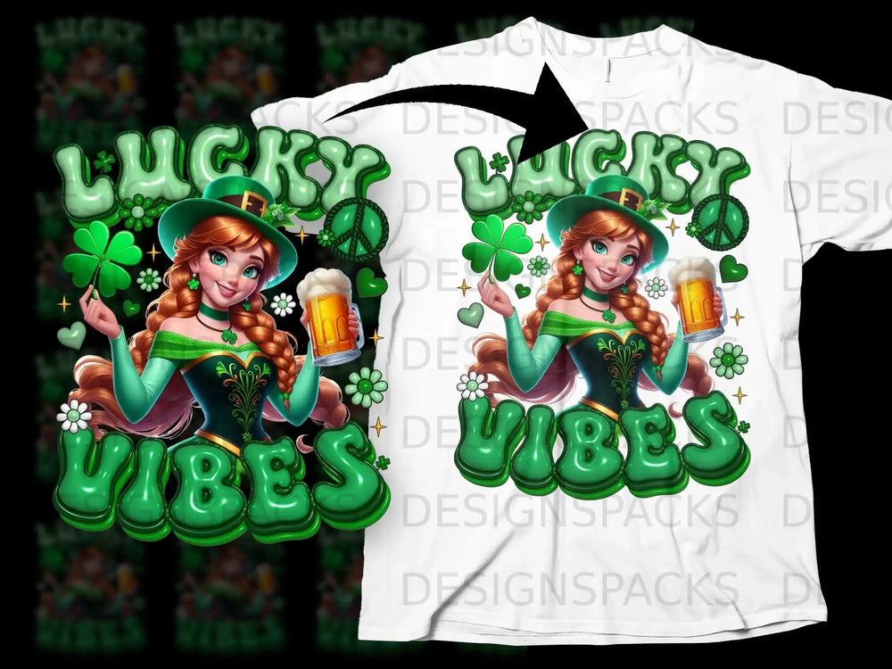 Lucky Vibes Redhead Leprechaun Girl Beer Clover product type