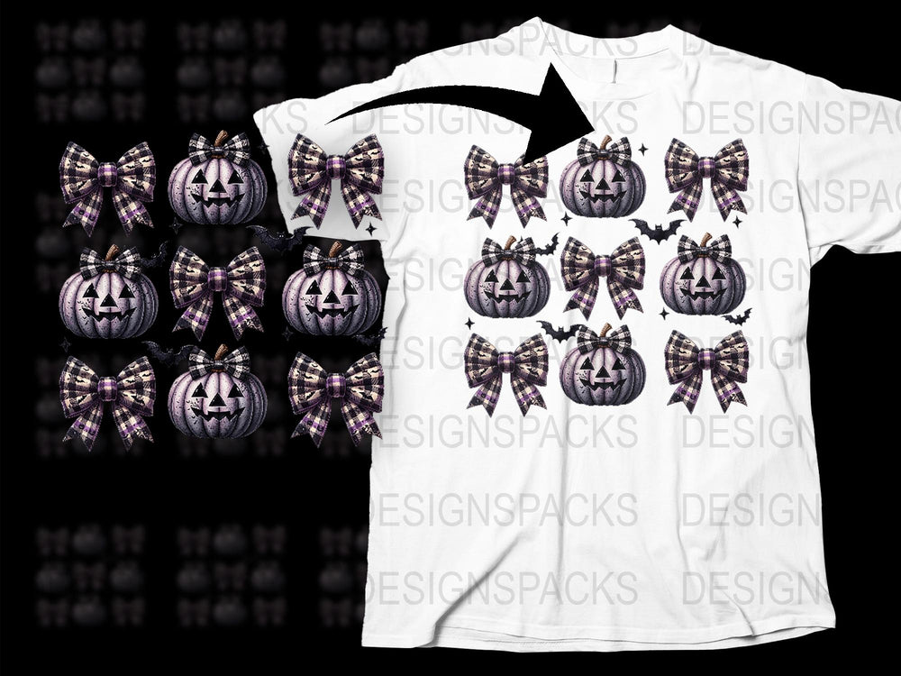 Halloween Pumpkin Bats T-Shirt, Spooky Gothic Tee, All-Over Print Unisex Casual Halloween Apparel