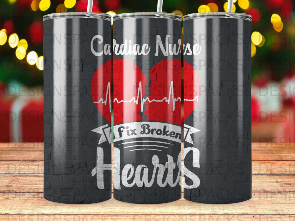 Cardiac Nurse fixes broken hearts design on tumblers.