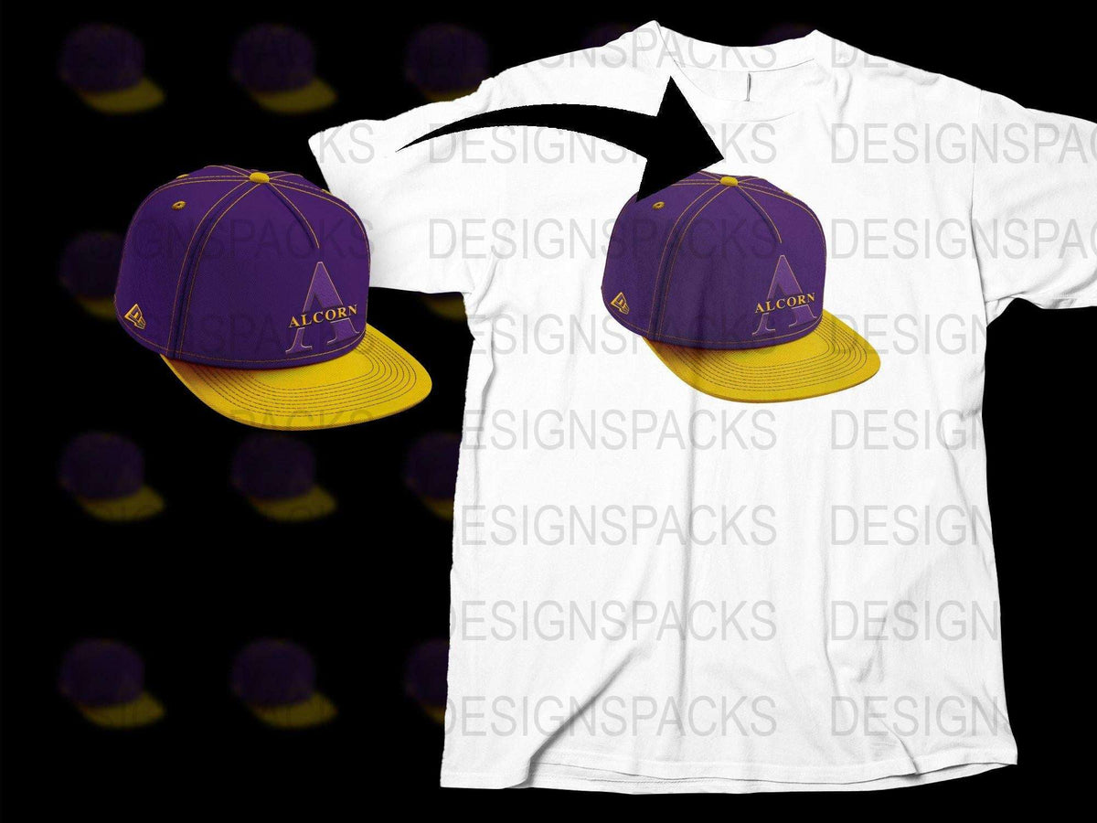 Alcorn State University Cap and T-Shirt Combo, Purple and Yellow, Sports Fan Gear, College Apparel