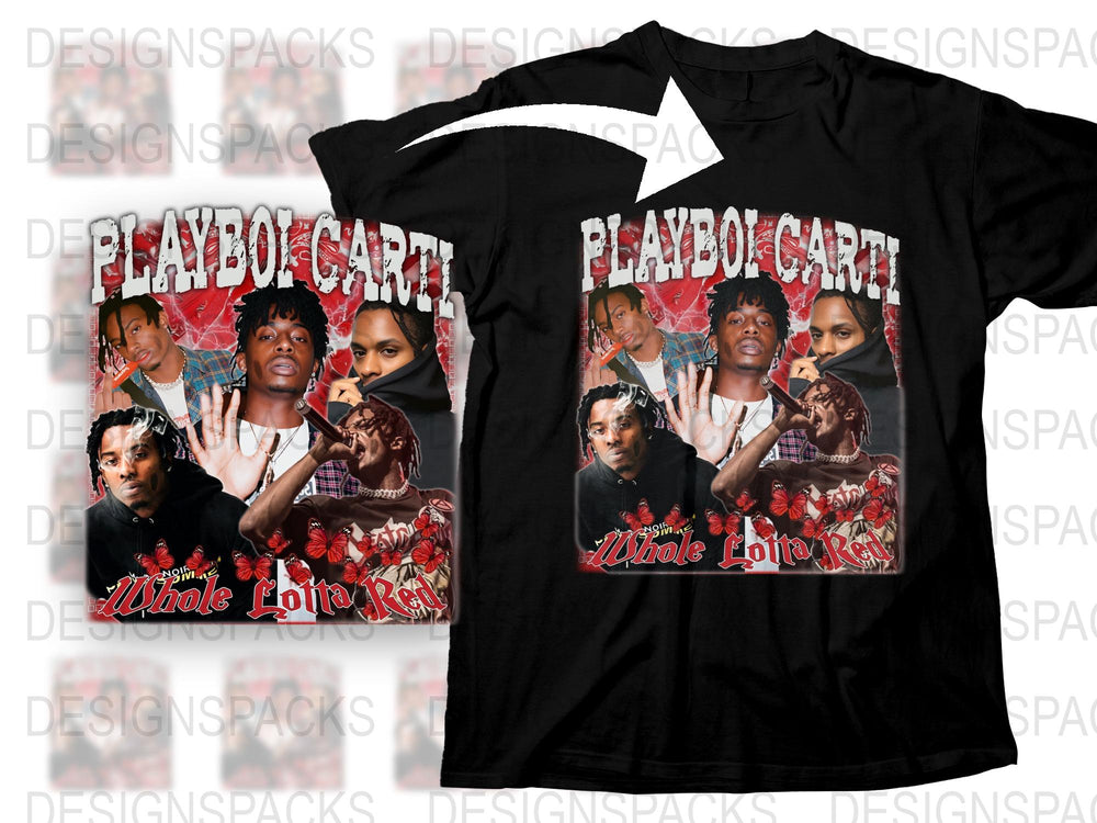 Playboi Carti Whole Lotta Red Album Art T-Shirt, Hip Hop Tee, Music Merch, Stylish Graphic Shirt, Unisex Fashion Top