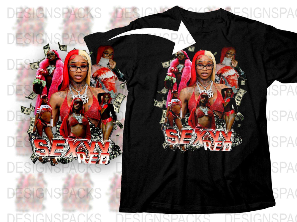 Sexy Red Graphic T-Shirt, Bold Female Design, Urban Streetwear, Fashion Top, Trendy Hip-Hop Tee