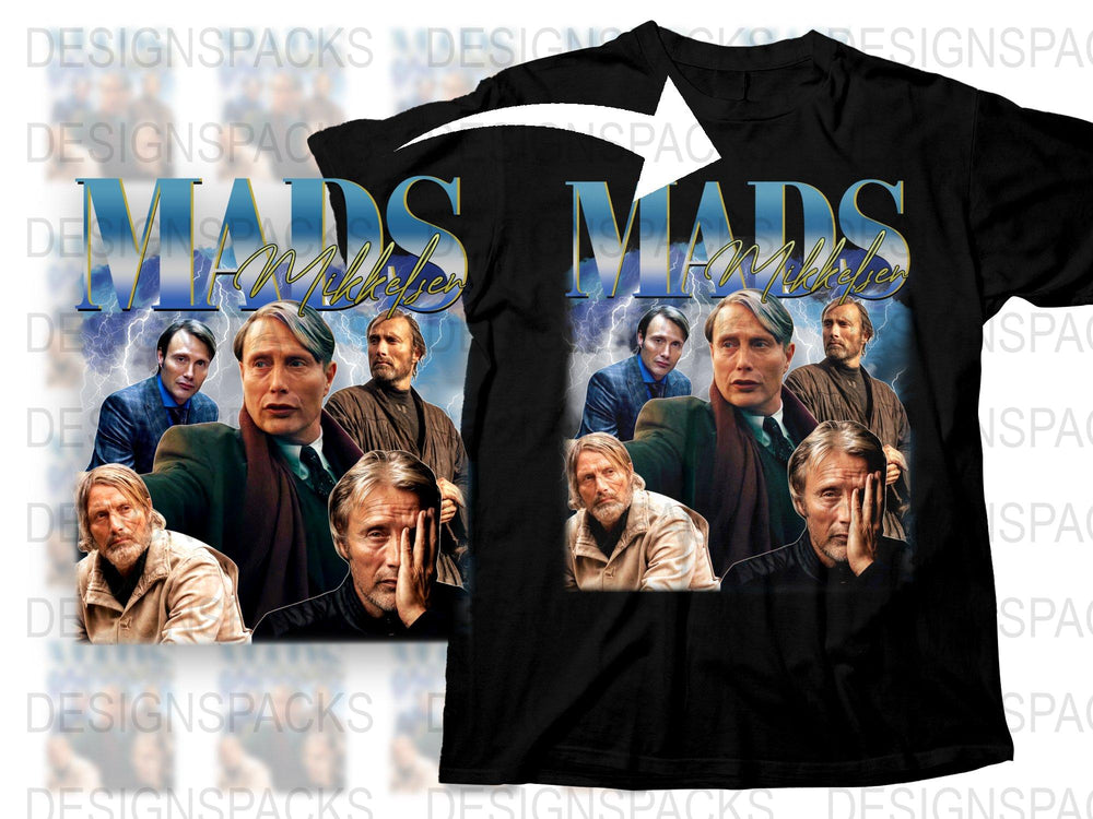 Mads Mikkelsen Graphic T-Shirt, Movie Actor Fan Tee, Unique Film Character Apparel, Soft Cotton Unisex Shirt