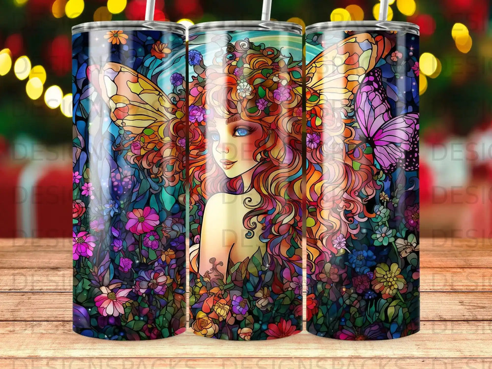 Fantasy fairy illustration with vibrant floral details and butterfly wings.