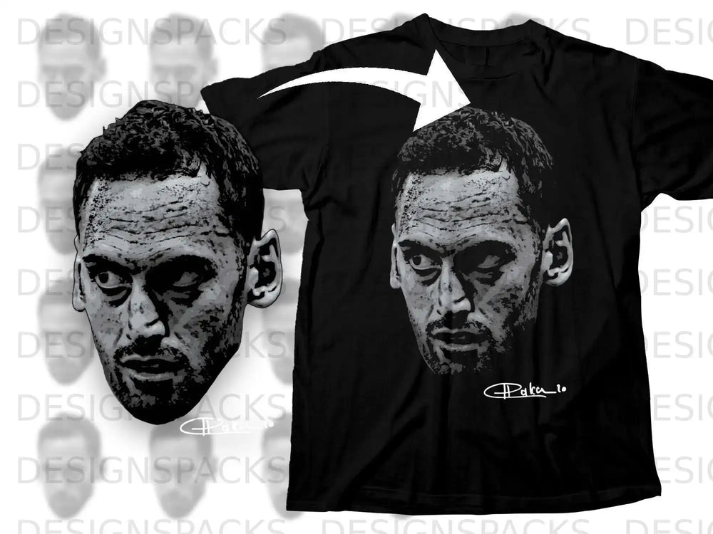 Black T-shirt with a Graphic Face Design