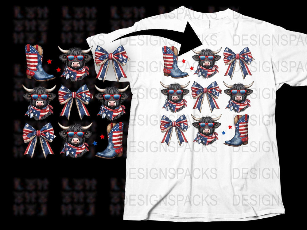 Patriotic Bull T-Shirt with American Flag Design, USA Themed Casual Wear, Unique Animal Graphic Tee, Unisex Fashion