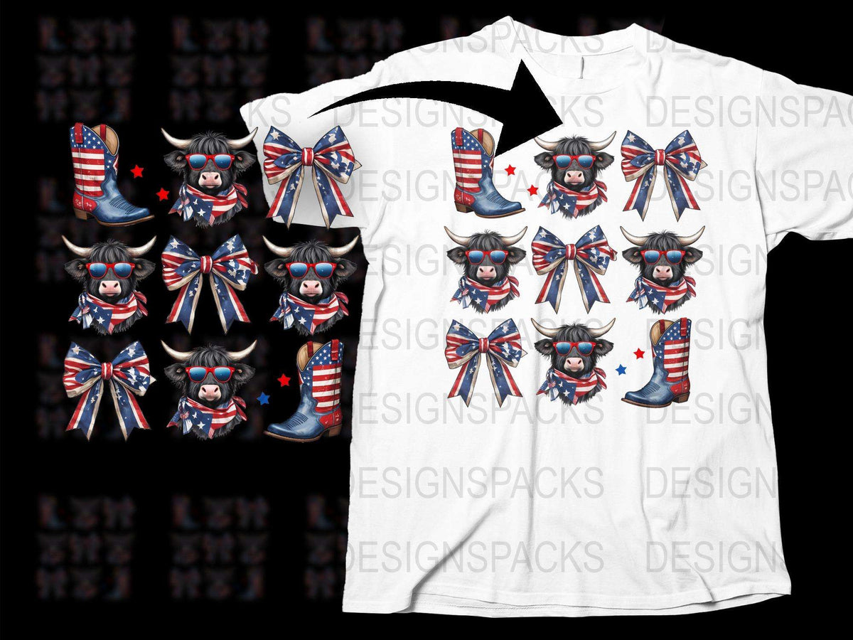 Patriotic Bull T-Shirt with American Flag Design, USA Themed Casual Wear, Unique Animal Graphic Tee, Unisex Fashion