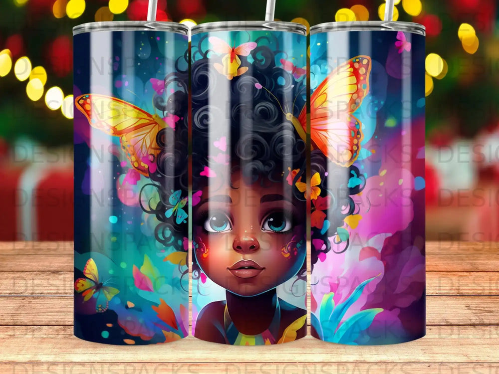 Vibrant Butterfly Dream Tumbler Digital Wrap Design