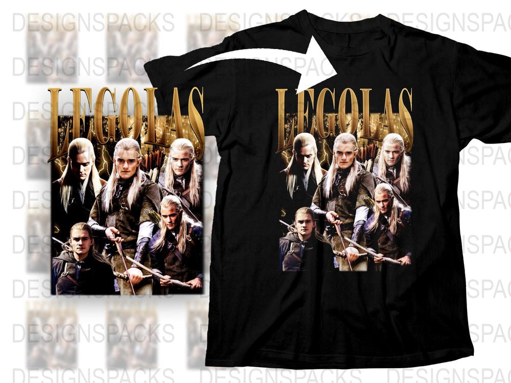 Legolas T-Shirt, Lord of the Rings Fan Tee, Movie Character Black Shirt, Elf Warrior Top