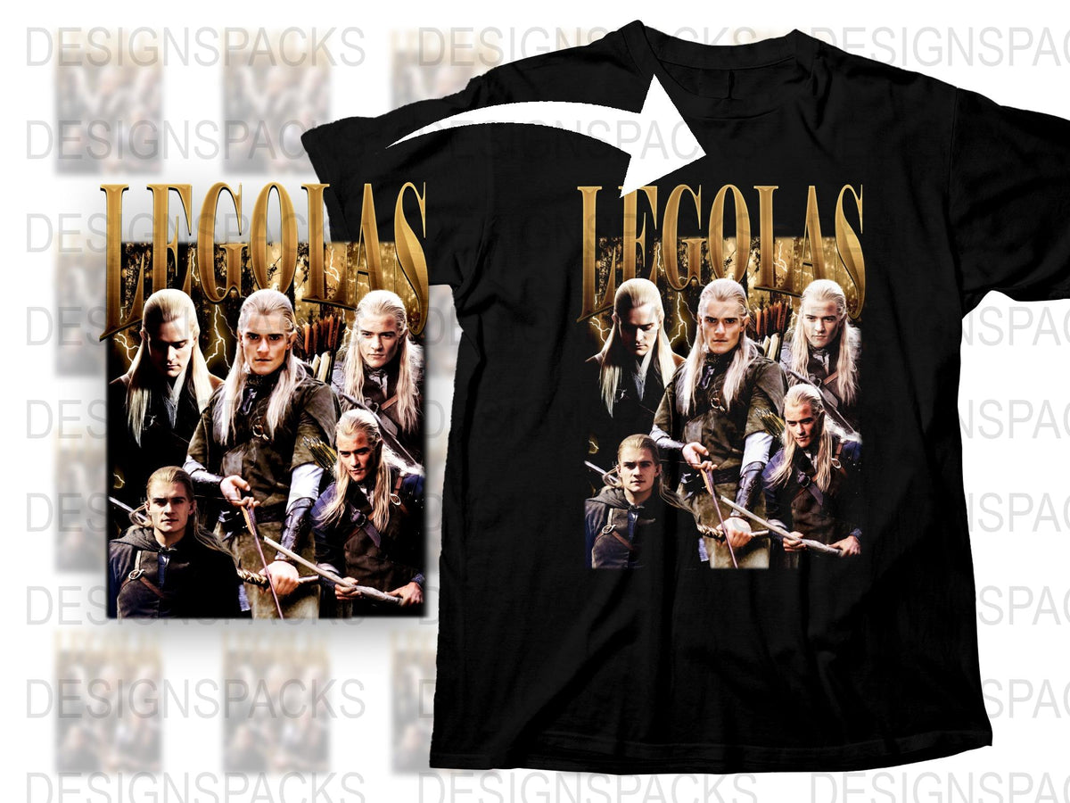 Legolas T-Shirt, Lord of the Rings Fan Tee, Movie Character Black Shirt, Elf Warrior Top