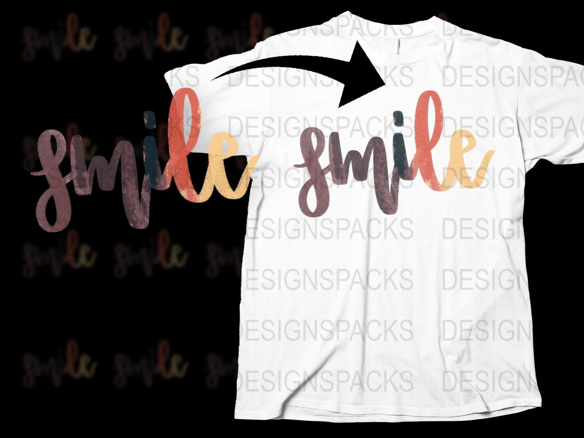 Inspirational Smile T-Shirt, Positive Quote Graphic Tee, Colorful Script Design, Unisex Casual Wear
