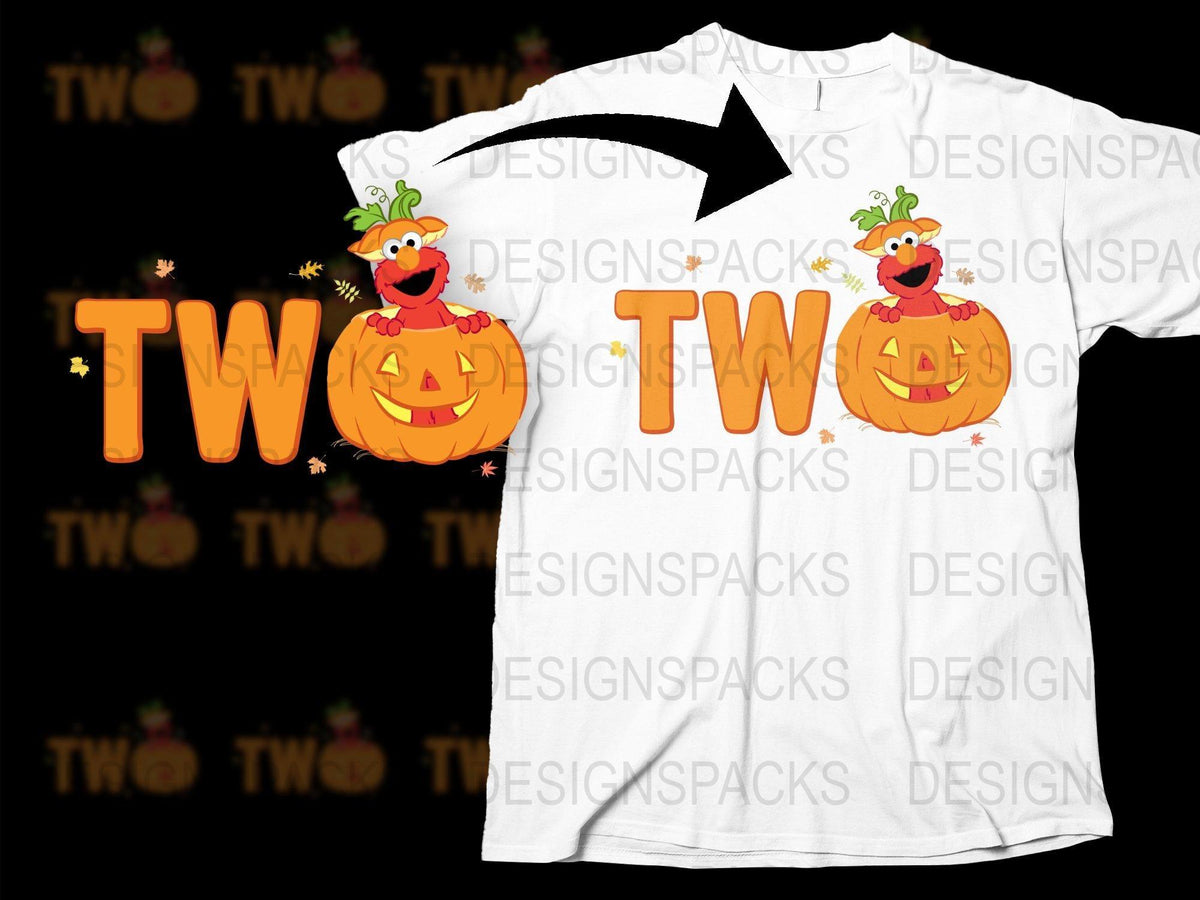 Toddler Elmo Pumpkin Halloween Two Birthday Sesame Street Png Digital toddler-elmo-pumpkin-halloween-two-birthday-sesame-street-png-digital