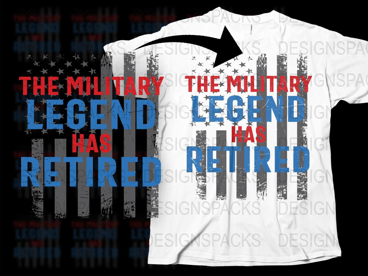Retired Military Legend T-Shirt, Patriotic American Flag Design, Veteran Retirement Gift, Men's Graphic Tee, Unique Soldier Farewell Present