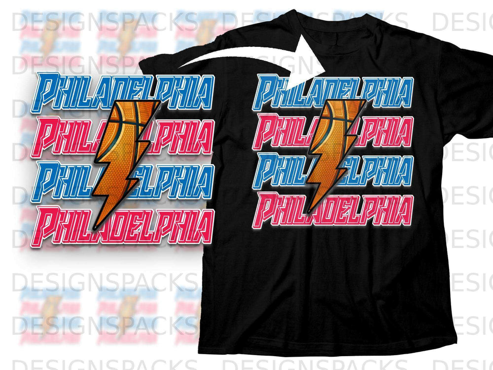 Philadelphia Basketball Lightning Bolt T-Shirt