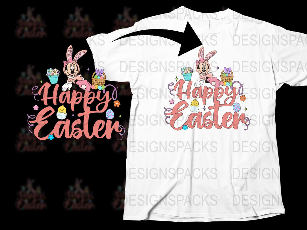 Happy Easter T-Shirt, Cute Bunny Graphic Tee, Spring Holiday Casual Outfit, Festive Apparel for All Ages