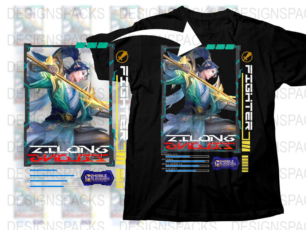 Zilong Mobile Legends Graphic T-Shirt, Anime Hero Inspired Black Tee, Gaming Casual Wear, Unisex Cotton Shirt, Gift for Gamers