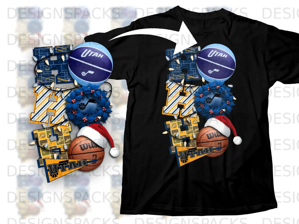 Utah Basketball Themed Christmas Design T-Shirt