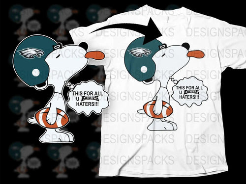 Philadelphia Eagles Themed T-Shirt, Cartoon Dog Design, Sports Fan Apparel, Funny Quote Tee