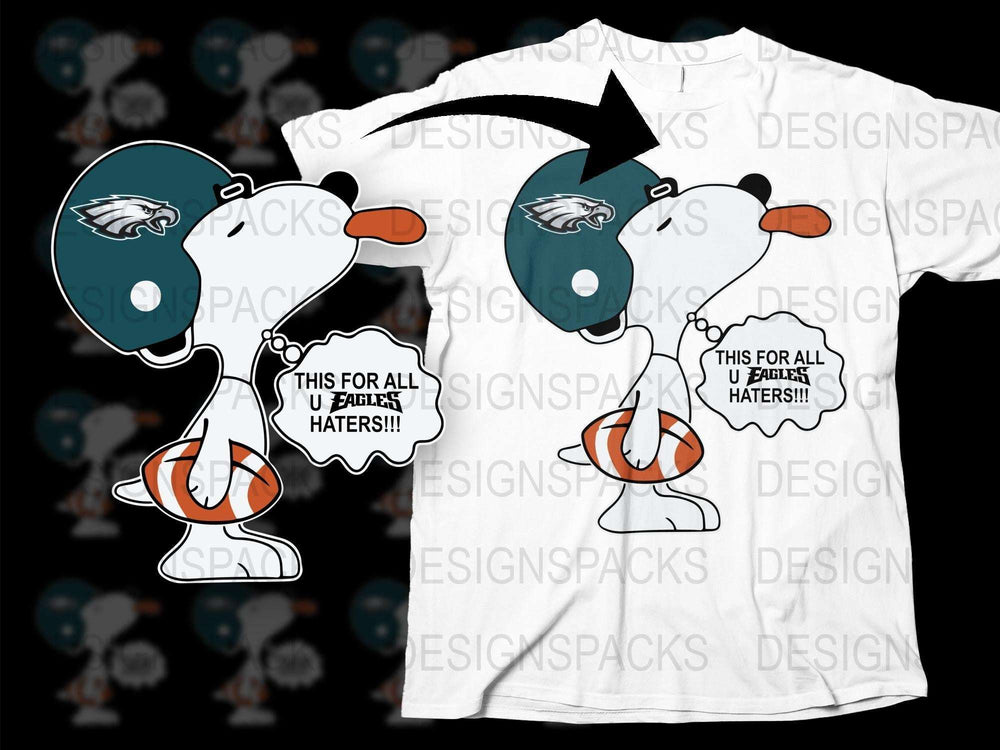 Philadelphia Eagles Themed T-Shirt, Cartoon Dog Design, Sports Fan Apparel, Funny Quote Tee