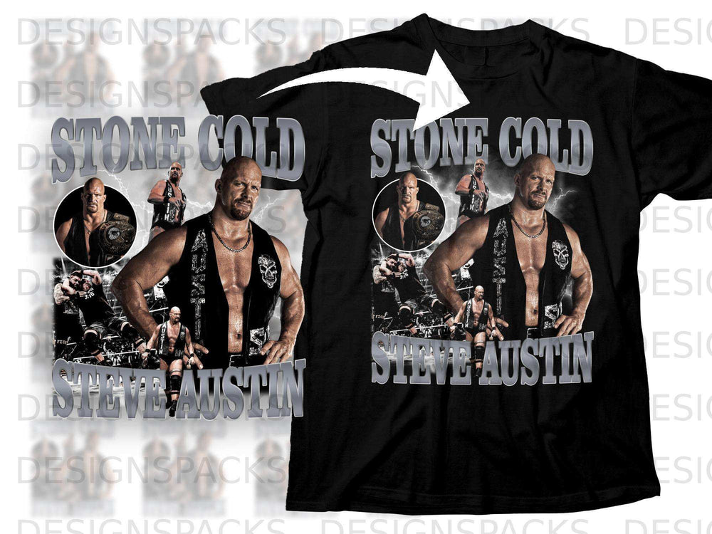 Stone Cold Steve Austin wrestling t-shirt with a graphic of the wrestler.