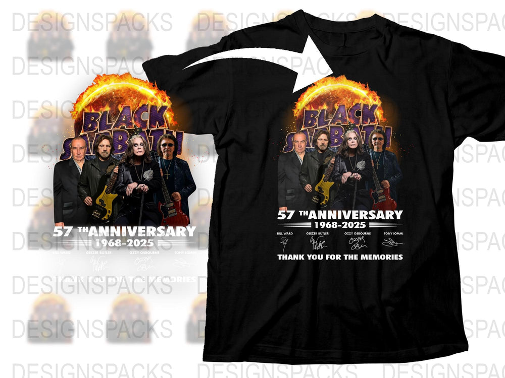 Black Sabbath 57th Anniversary Band T-Shirt, Vintage Rock Tee, 1968-2025 Concert Memorabilia, Collector's Black Shirt, Music Fan Gift