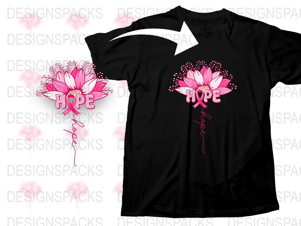 Hope Floral Graphic T-Shirt, Pink Lotus Flower Tee, Inspirational Message, Casual Feminine Top, Soft Cotton Shirt for Women and Men