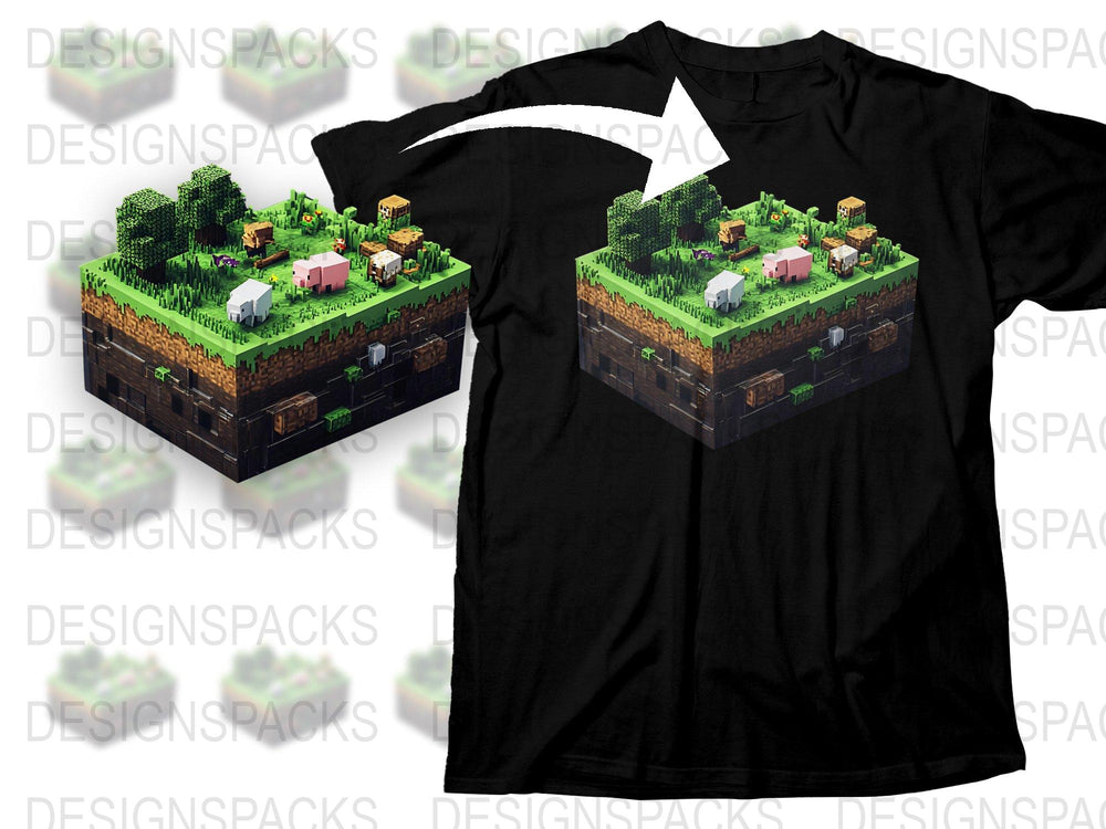 Minecraft Inspired T-Shirt, Block Building Game Graphic Tee, Boys Girls Unisex Gaming Apparel