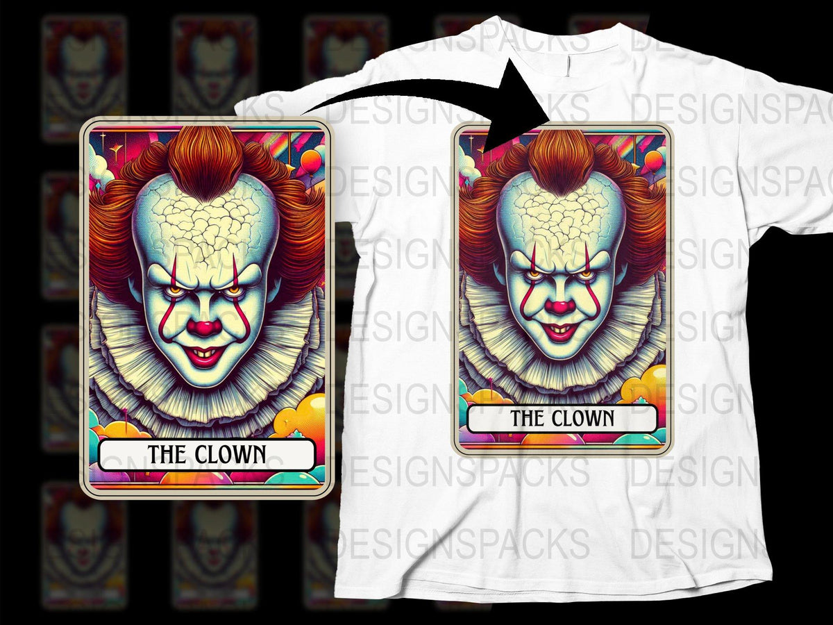 Creepy Clown Graphic T-Shirt, Halloween Horror Clown Face Tee, Unisex Cotton Shirt, Scary Clown Art Shirt