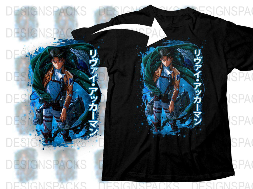 Anime Graphic T-Shirt, Cool Blue Warrior Design, Unisex Manga Tee, Trendy Street Style, Unique Gift Idea