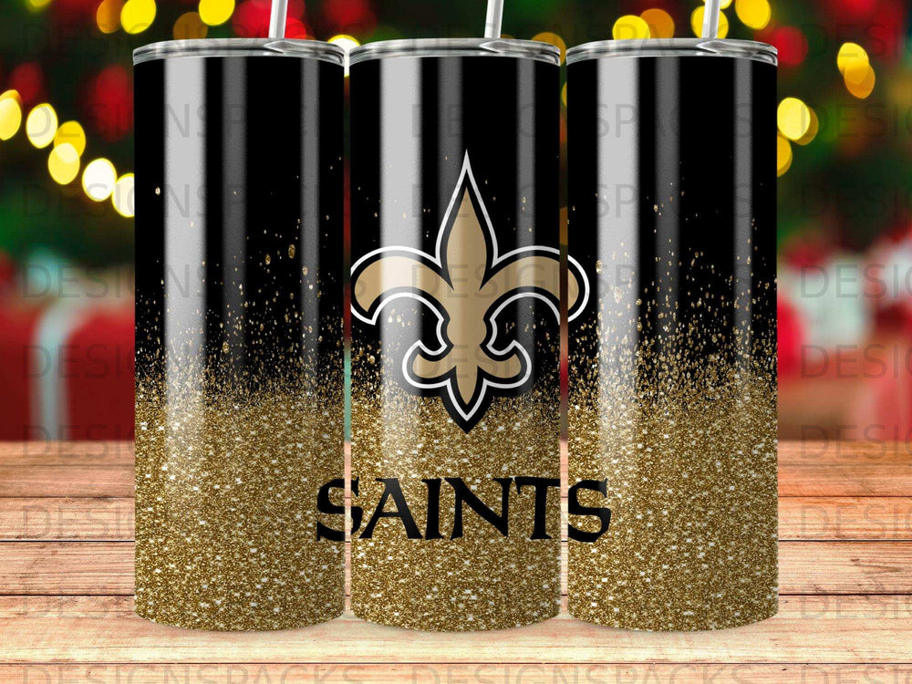 New Orleans Saints Golden Glitter Sparkle Black Tumbler product type