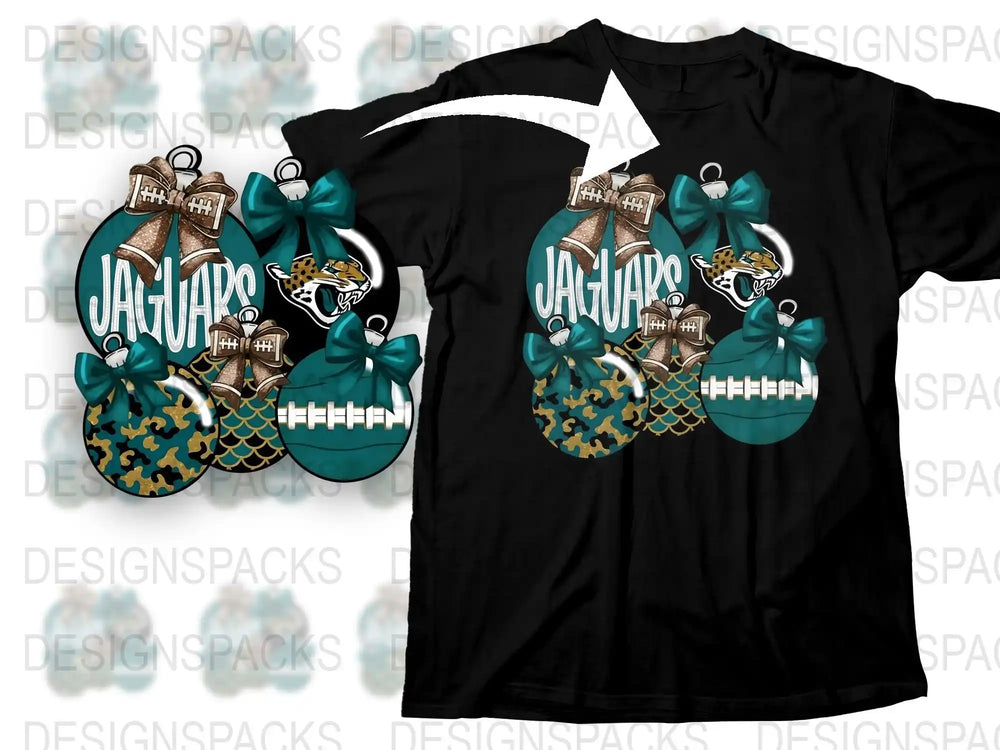 Jacksonville Jaguars Inspired Christmas Ornament T-Shirt, Holiday Sports Fan Apparel, Festive Team Spirit Tee